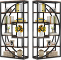 Tribesigns Bookshelf, Industrial 5-Tier Etagere Bookcase, 70.8' Tall Bookshelf with 8 Storage Shelf, Book Shelf Display Tack Shelving Unit for Home Office (Rustic Brown, 2PC)