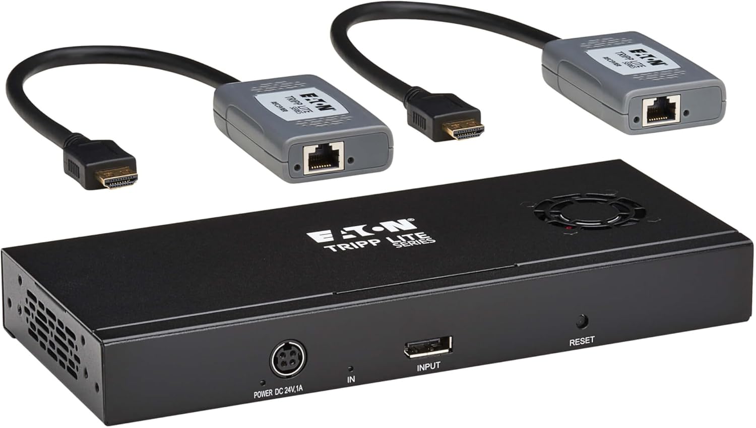 Tripp Lite Series 2-Port DisplayPort to HDMI Splitter + Extender Over Ethernet Cat6, Up to 8K@60Hz Video, 1 in 2 Out, DP 1.4, MST Hub, TAA Compliant, Plug-and-Play, 1-Year Warranty (B156E-002-H8K-K)