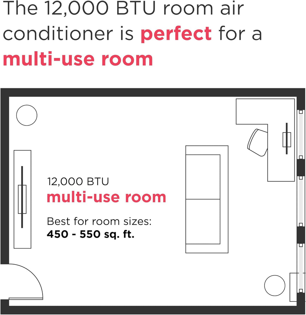 Frigidaire Gallery 12,000 BTU Smart Inverter Window Air Conditioner with Wi-Fi, Energy Star Most Efficient Certification & Indoor Air Quality Monitoring, Cools Up to 450 Sq. Ft., Ultra Quiet, White