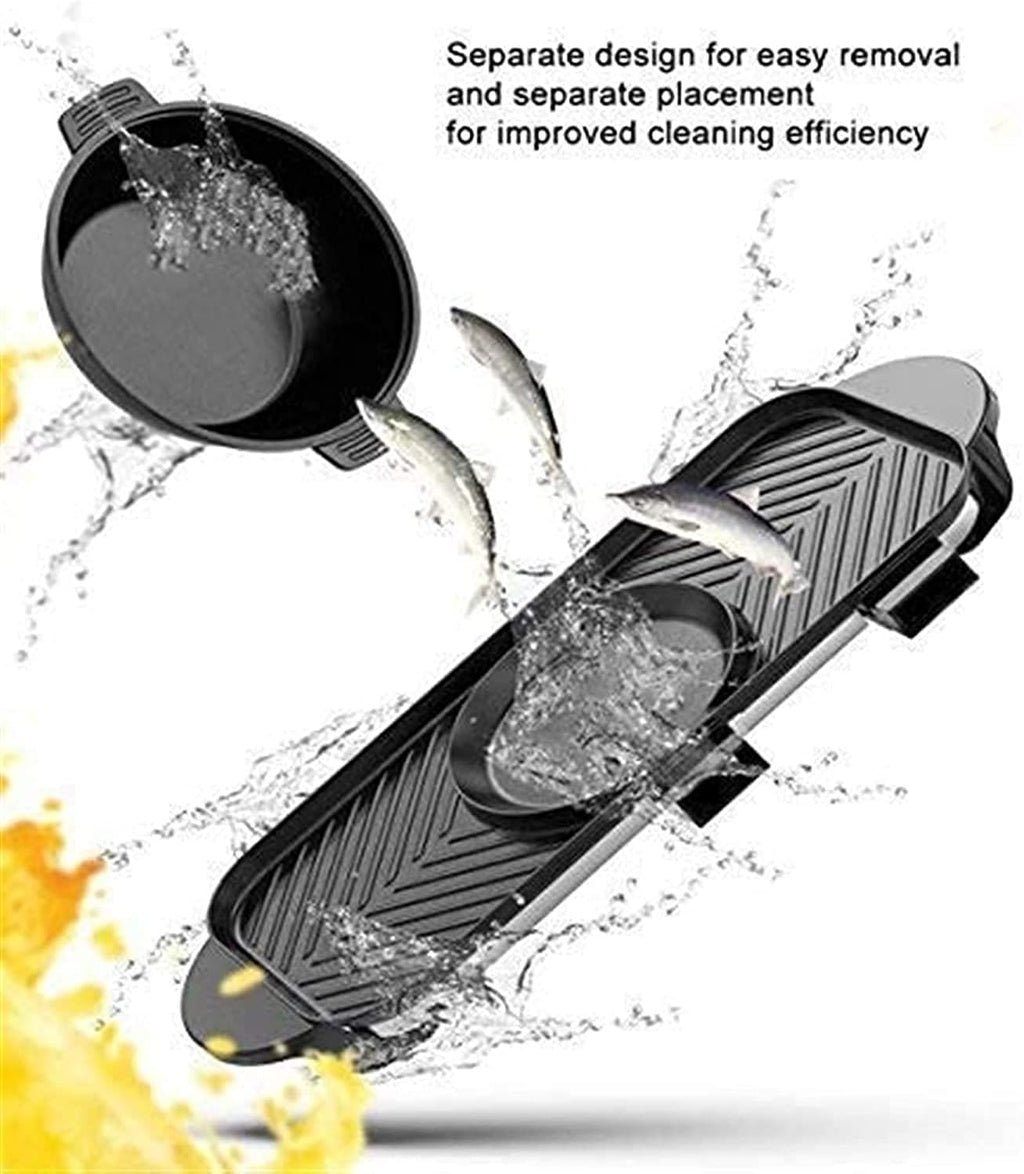 Electric Grill Indoor Barbecue Hot Pot, Detachable Double Pot Induction Cooker, Rice Cooker Electric Baking Pan Electric Oven Electric Barbecue,Portable Nonstick Griddle