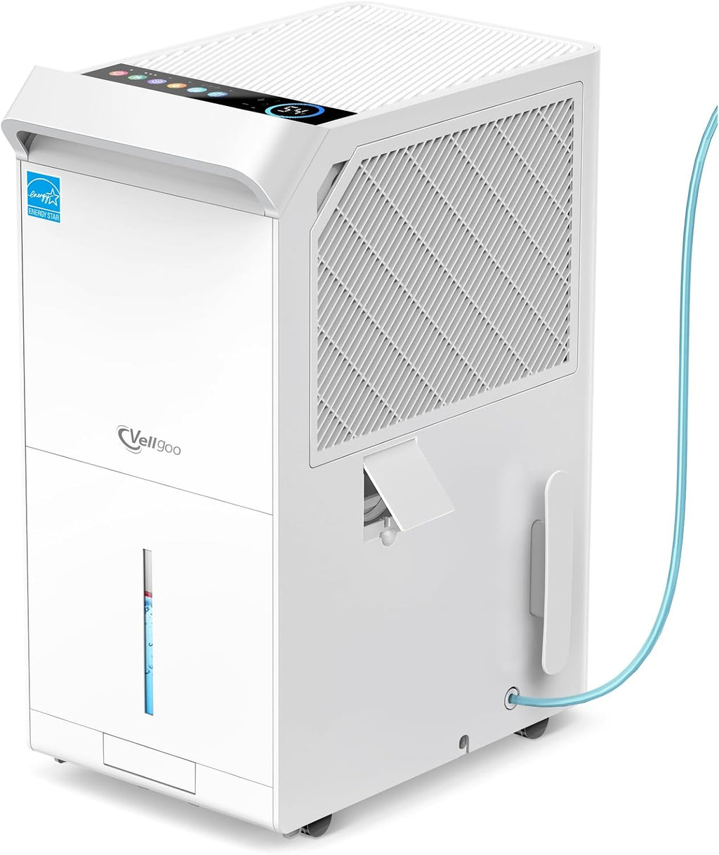 5,600 Sq.Ft Most Efficient Energy Star 2024 Dehumidifier with Pump,Vellgoo Max 120 Pint/D Compressor Dehumidifier for Basement with Drain Hose, Smart Humidity Control