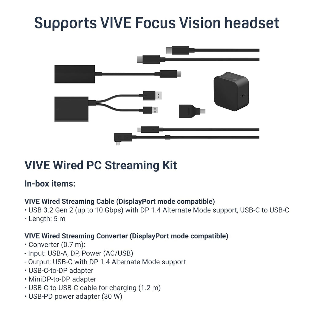 HTC VIVE Wired PC Streaming Kit for VIVE Focus Vision VR Headset - DisplayPort Mode Compatible