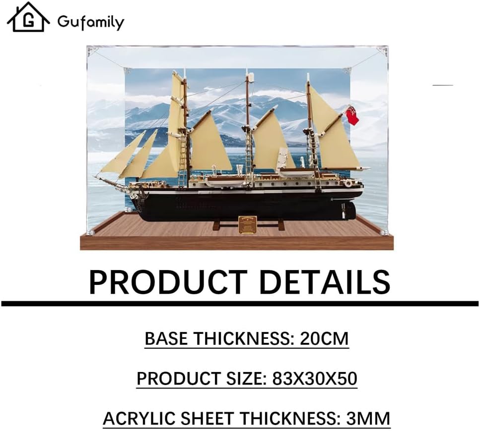 Acrylic Display case Designed for Lego 10335 The Endurance Ship Clear Dustproof Box for Brick Models and Figures 3mm Thick Acrylic 2cm Raised Base (Bricks Not Included)