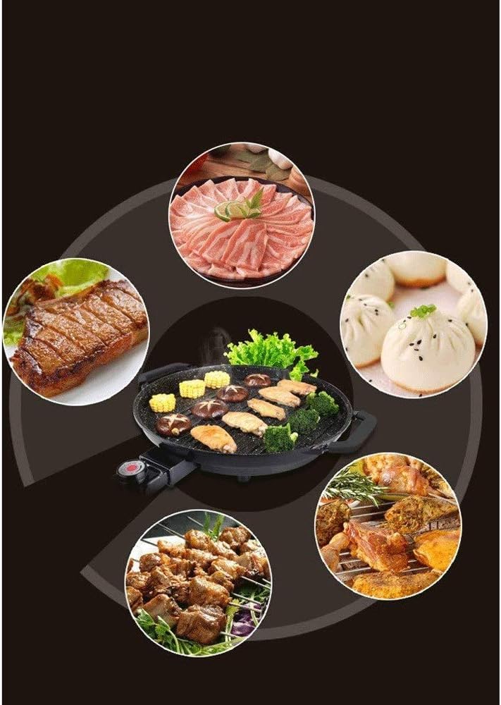 Barbecue Grill Round Pan Electric Baking Pan Smokeless and Non-stick Stone Barbecue Pan Non-stick Smokeless Indoor Grill Stovetop Plate