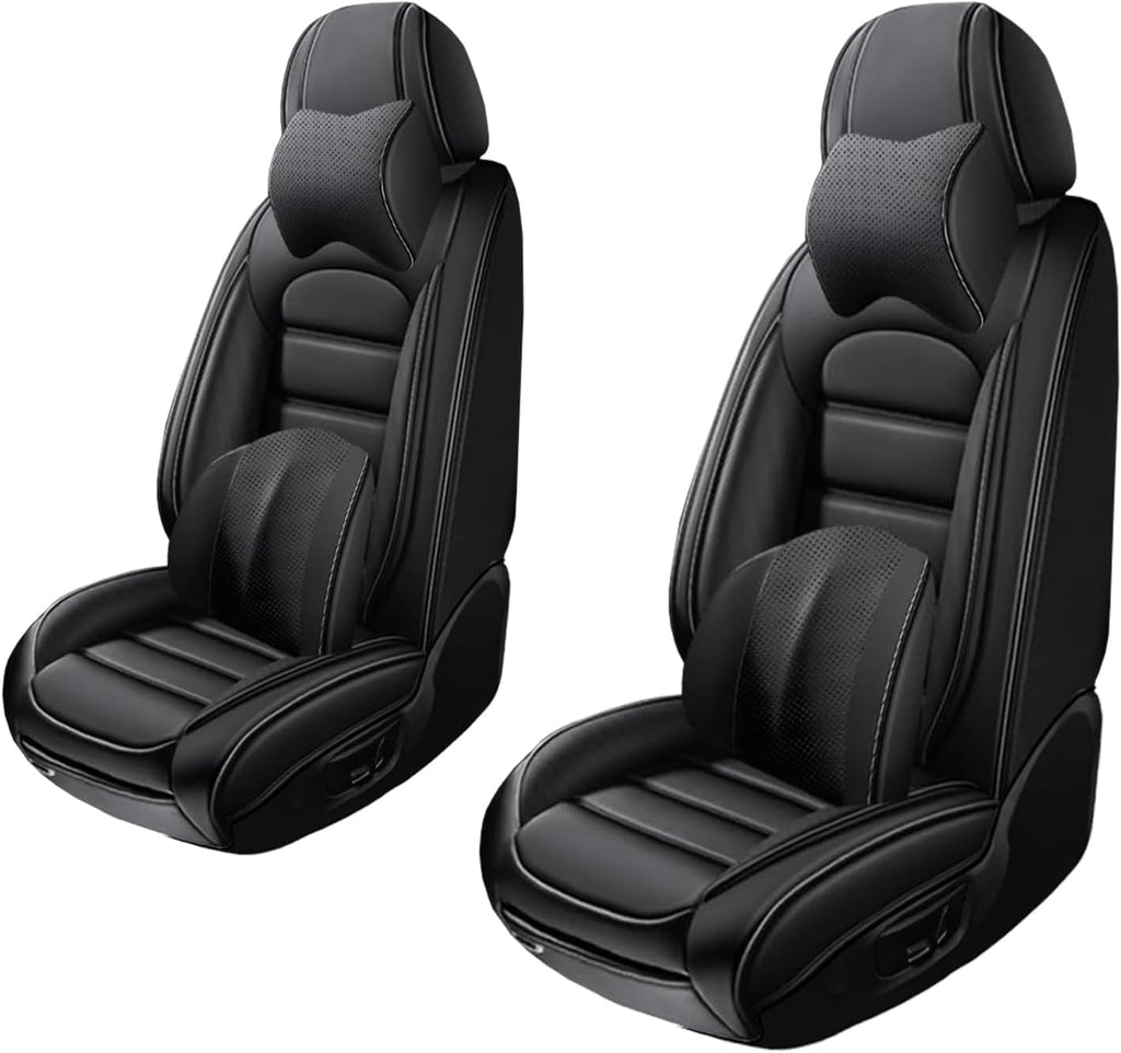 2 Seat Covers for Volvo XC90 2006-2024 Leather Car Seat Covers Waterproof Soft Car Seat Protectors Comfort Premium Automotive Seat Covers with Airbag（Luxury,Classic Black）