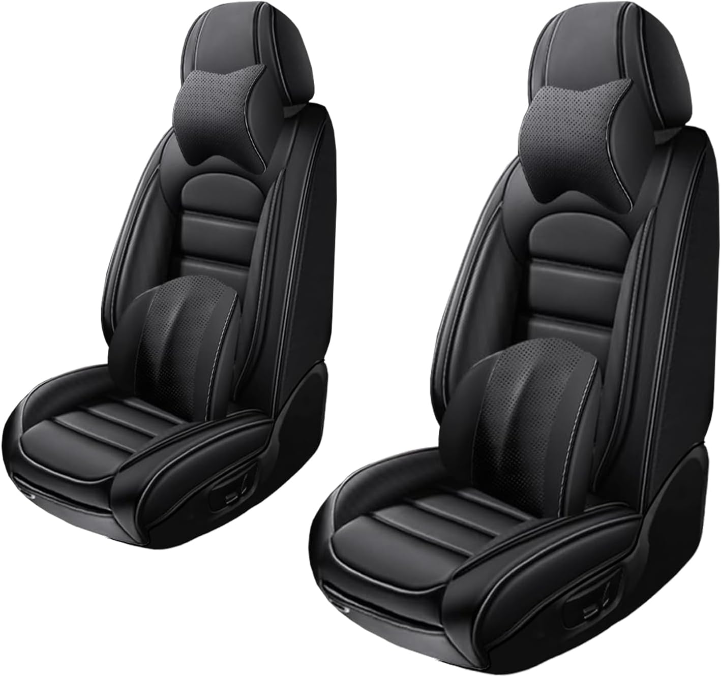 2 Seat Covers for Volvo XC90 2006-2024 Leather Car Seat Covers Waterproof Soft Car Seat Protectors Comfort Premium Automotive Seat Covers with Airbag（Luxury,Classic Black）