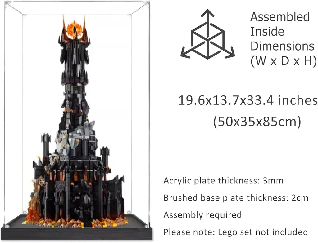 Acrylic Display Case Applies to Lego 10333 Lord of The Rings: Barad-Dûr, Dustproof, Gifts for Model Lovers (19.6X13.7X33.4 in),3mm