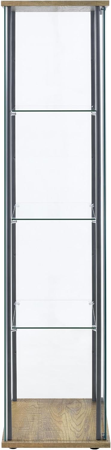 Coaster Home Furnishings - Bellatrix - Glass - 3-Shelf Curio Cabinet with Metal Frame, One Door, and Black Hardware - Living Room - 64-Inch - Mango - 950172MGO