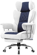 GTPLAYER Gaming Chair,Office Chair with Pocket Spring Lumbar Support, Ergonomic Comfortable Wide Office Desk Computer Chair with Outward Fixed Soft Armrests and Footrest (Fabric, Light Blue & White)