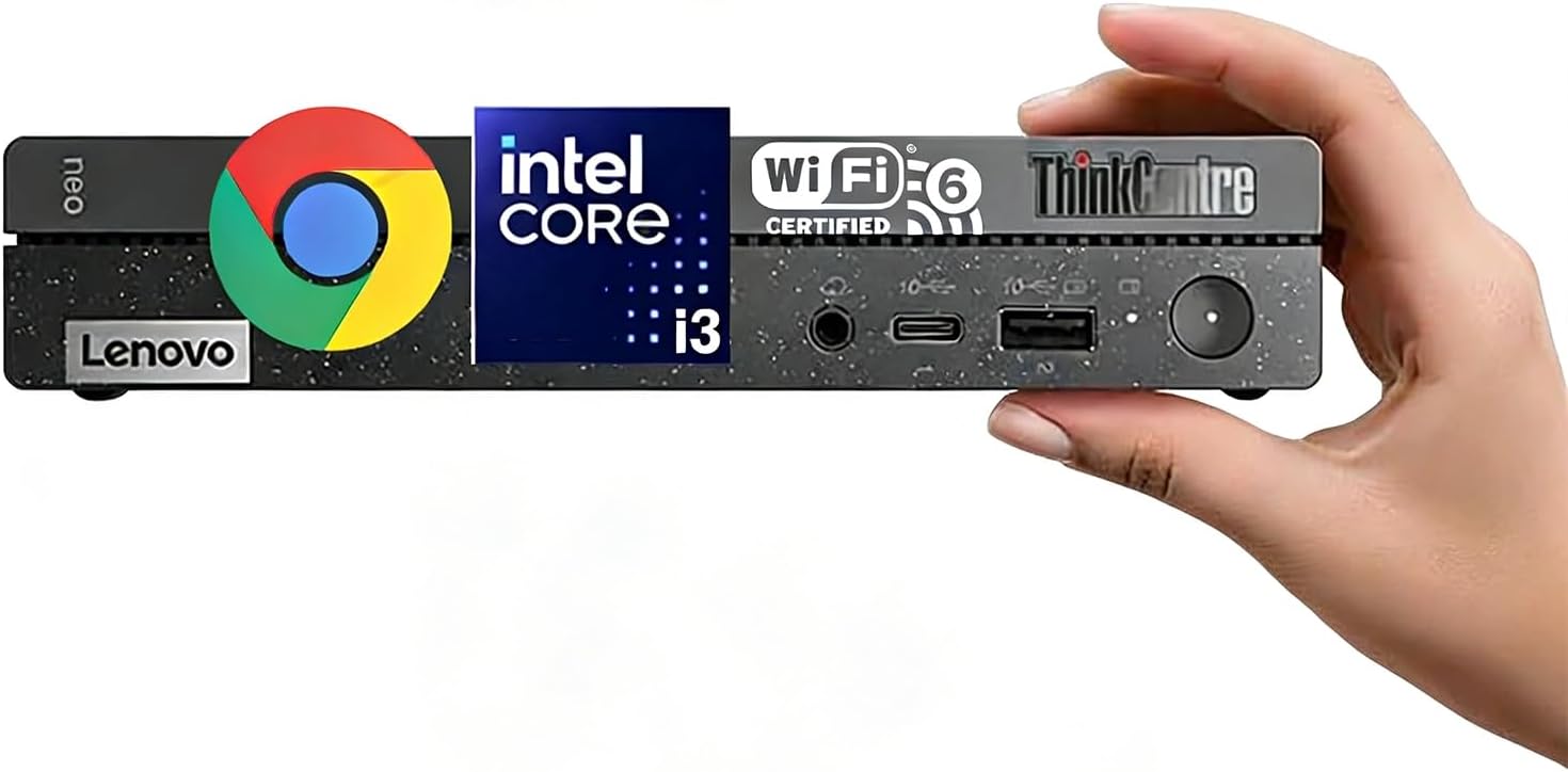 Lenovo ThinkCentre Neo 50q Gen4 Chromebox Mini PC | 12th Gen Intel 6-Core CPU (up to 4.4GHz) | 8GB DDR4 RAM, 128GB SSD, WiFi 6 | Built for School and Work, Game Apps Not Supported | Chrome OS Flex