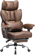 COMHOMA Big and Tall Office Chair Heavy Duty Wide Ergonomic Gaming Chair with Deluxe Embossing Designed Leather with Foot Rest,150°Reclining Adjustable Armrests Pocket Spring Back Support and Pillow