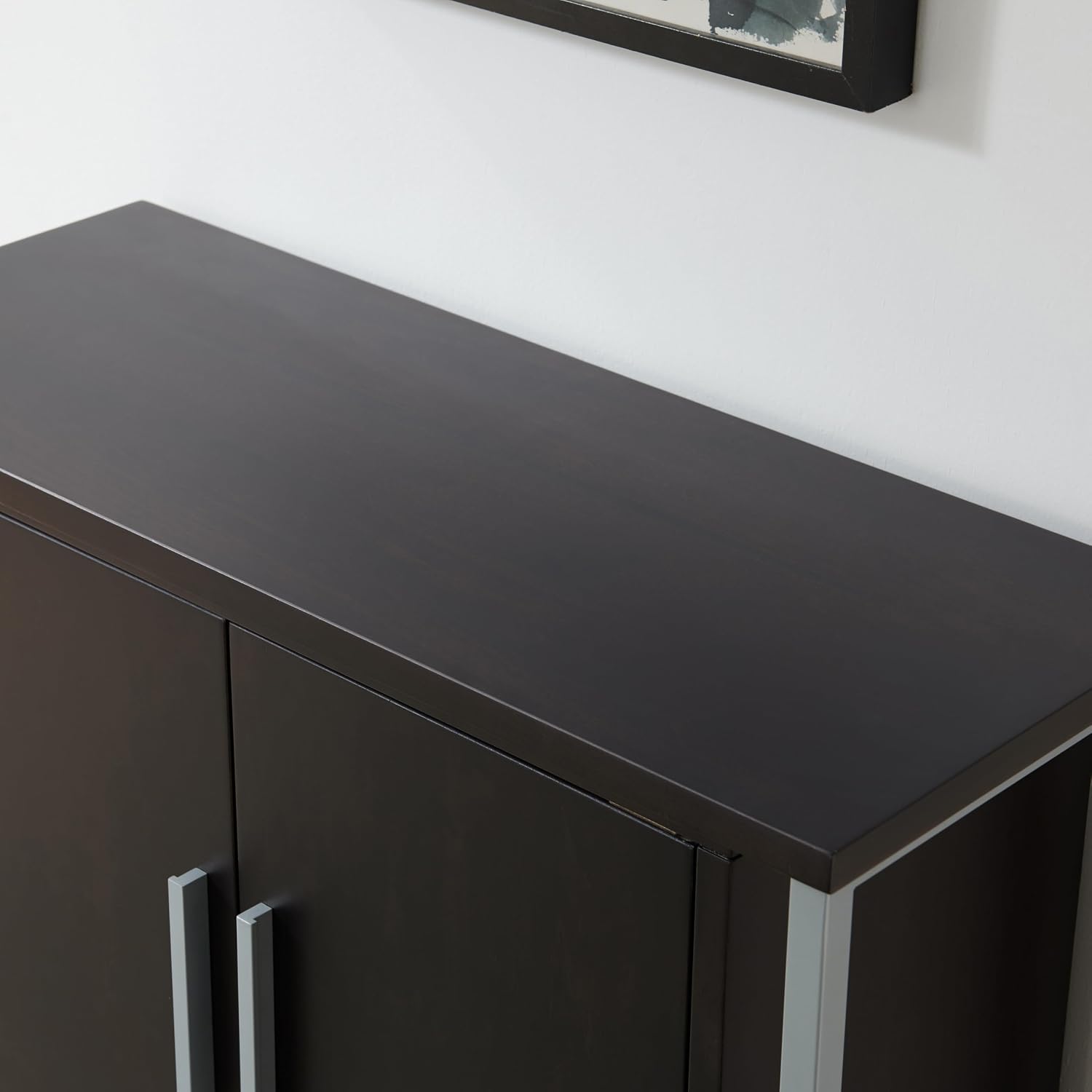 Leick Home 10140-BLKNK Talia Mixed Metal and Wood Foyer Cabinet with Adjustable Shelf for Entryway, Hallway, Bedroom, Living Room, Black/Satin Nickel