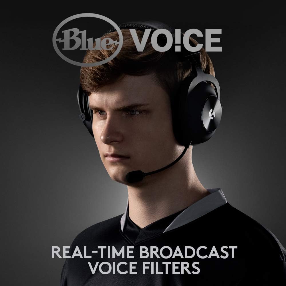 Logitech G PRO X Wireless Lightspeed Gaming Headset with Blue VO!CE Mic Filter Tech, 50 mm PRO-G Drivers, and DTS Headphone:X 2.0 Surround Sound, 20+ Hour Battery Life - Black