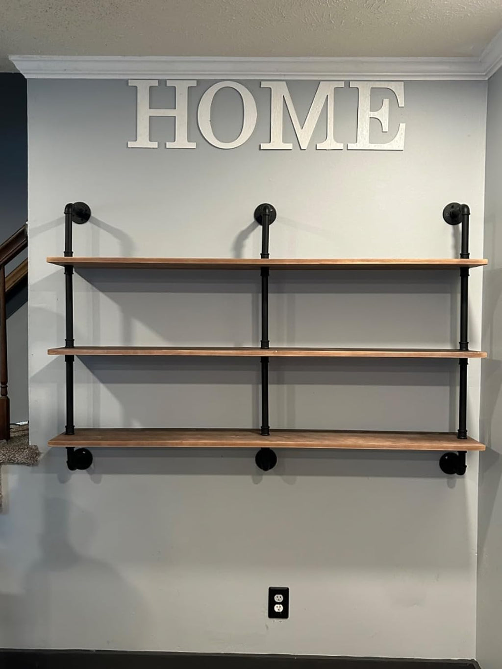 HDDFER Floating Shelves for Wall Bookshelf Industrial Pipe Shelving Shelves Natural Wood Planks 60 inch Rustic Wall Shelves Hanging Bookshelves Farmhouse Kitchen Shelving