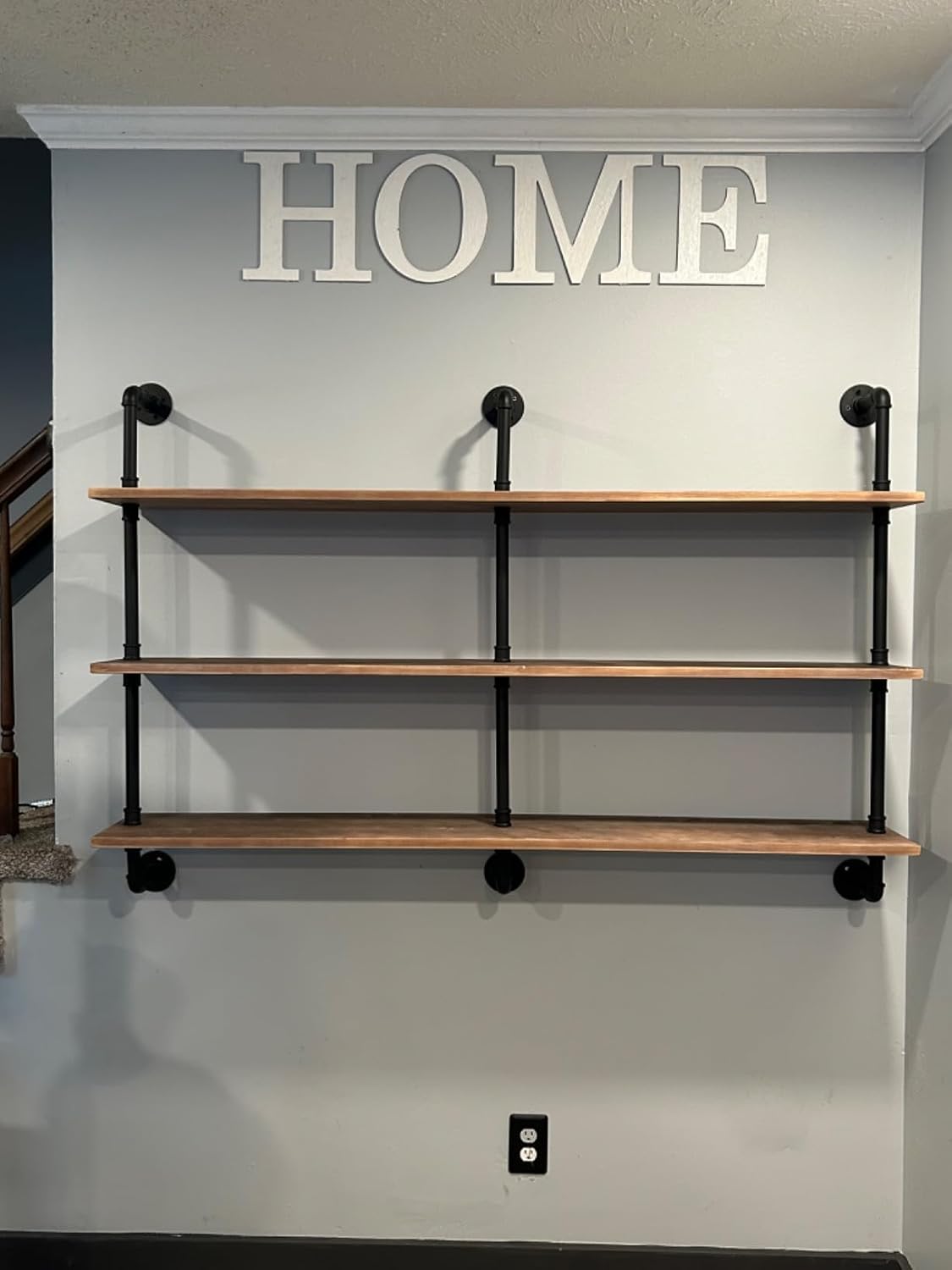 HDDFER Floating Shelves for Wall Bookshelf Industrial Pipe Shelving Shelves Natural Wood Planks 60 inch Rustic Wall Shelves Hanging Bookshelves Farmhouse Kitchen Shelving