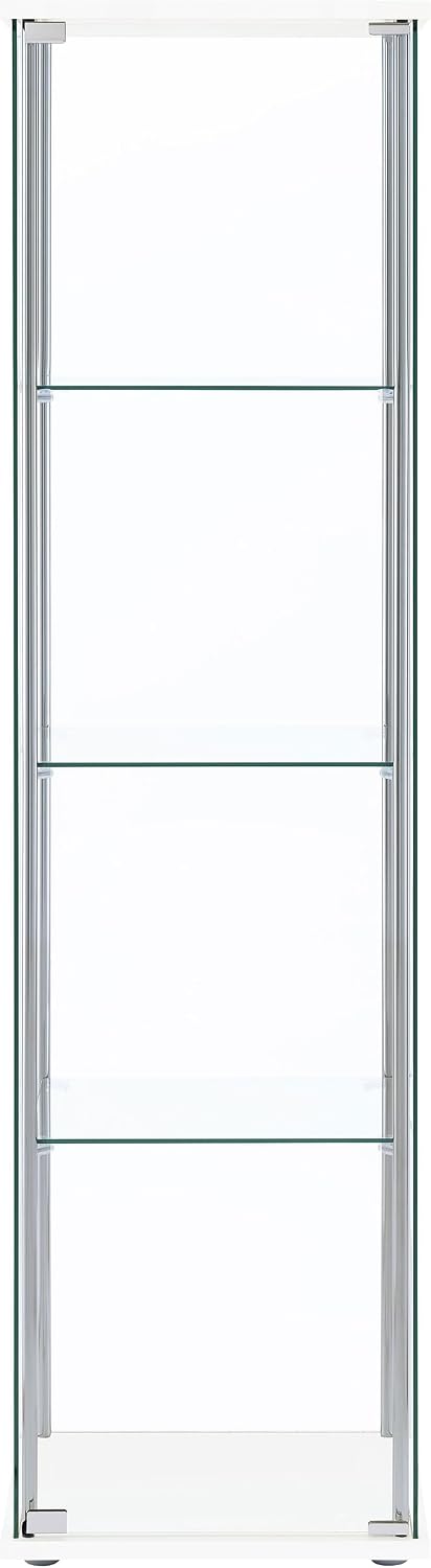 Coaster Home Furnishings - Bellatrix - Glass - 3-Shelf Curio Cabinet with Metal Frame, One Door, and Black Hardware - Living Room - 64-Inch - White - 951072