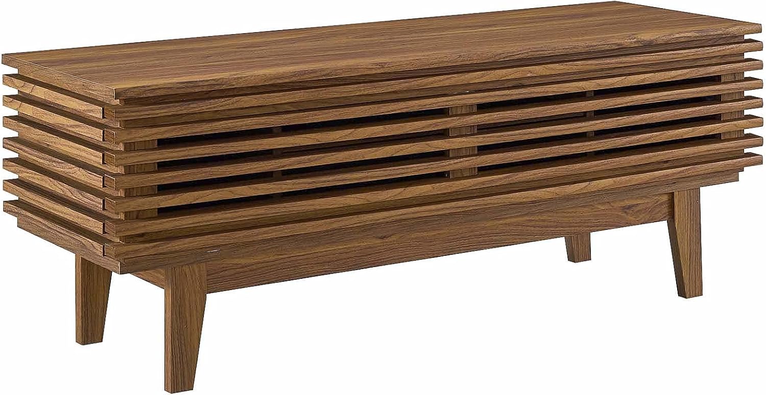 Modway Render 46' Mid-Century Modern Low Profile TV Stand in Walnut, 46 Inch