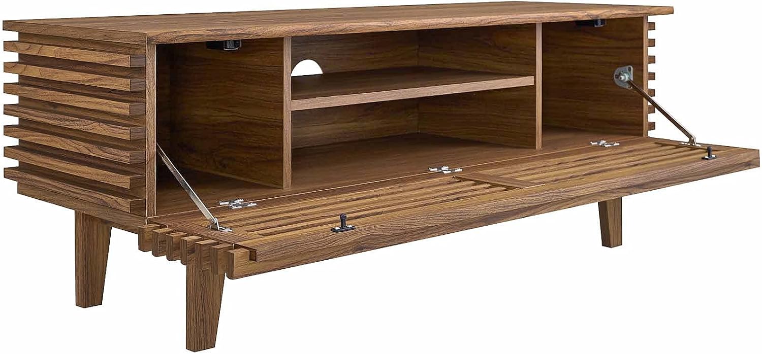Modway Render 46' Mid-Century Modern Low Profile TV Stand in Walnut, 46 Inch
