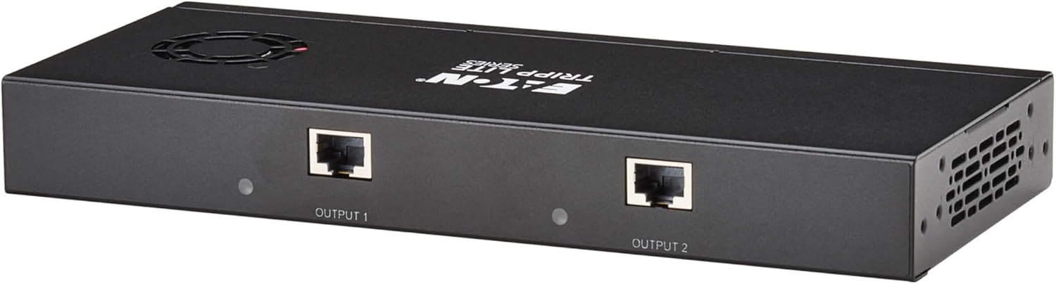 Tripp Lite Series 2-Port DisplayPort to HDMI Splitter + Extender Over Ethernet Cat6, Up to 8K@60Hz Video, 1 in 2 Out, DP 1.4, MST Hub, TAA Compliant, Plug-and-Play, 1-Year Warranty (B156E-002-H8K-K)