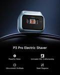 Laifen P3 Pro 3-Blade Electric Shaver, Dual Linear High-Speed Motors 12,000 Cuts/Min, 100-Min Runtime, IPX7 Waterproof, Rechargeable Electric Razor for Men, Travel-Friendly (Blue Aluminum Alloy)