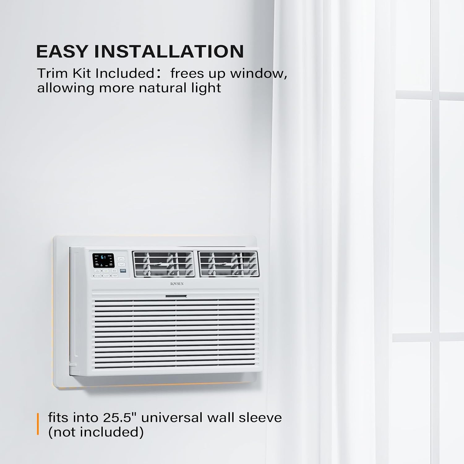 ROVSUN 10000 BTU Through the Wall Air Conditioner with Remote Control, 3-in-1 Wall AC Unit, Dehumidifier & Fan with Timer for Bedroom, Living Room, Apartment, Dorm up to 450 Square Feet, 115V/60Hz