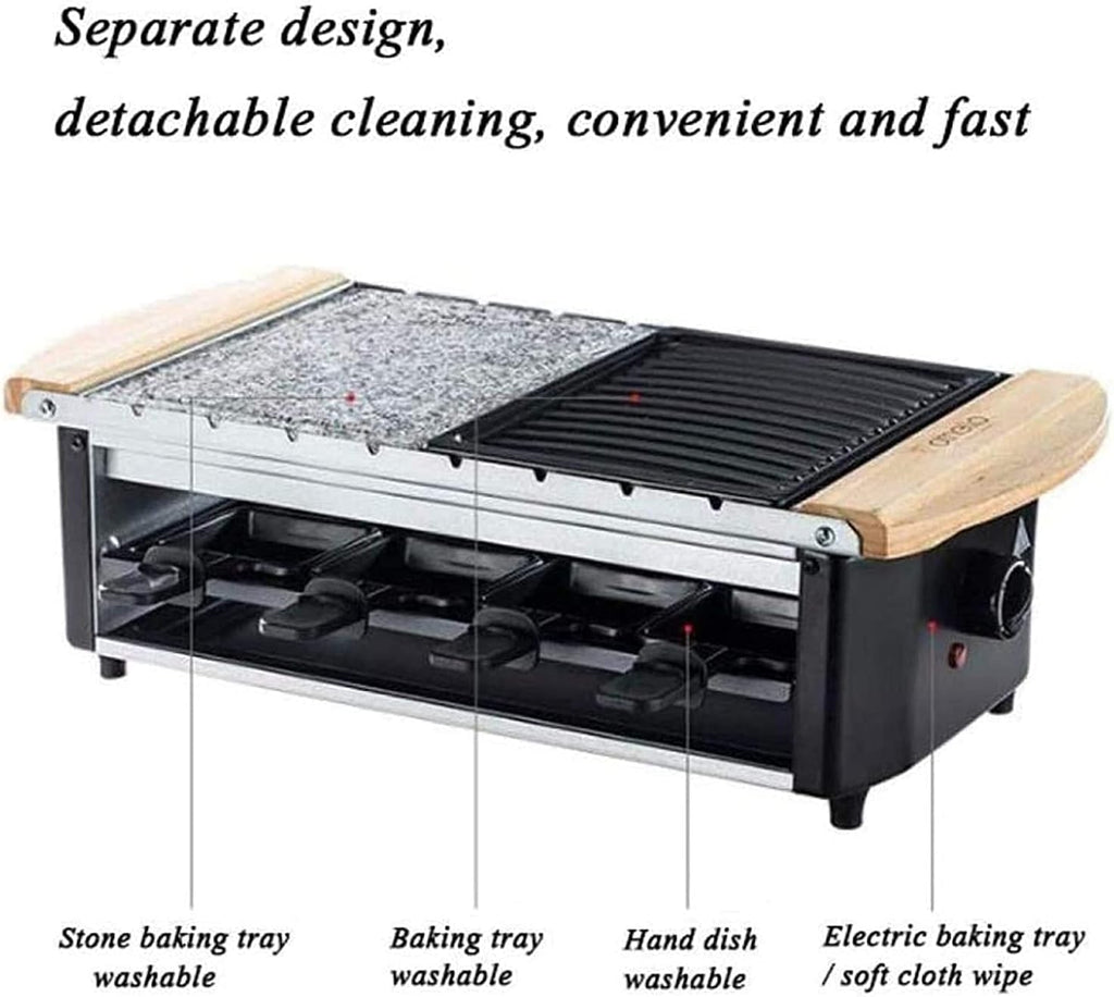 Korean BBQ Grill Electric Smokeless Portable BBQ Indoor Barbecue Grill Water Filled Drip Tray Reduced Odour Smoke, with 8 Baking Pans 1800 W,Portable Nonstick Griddle