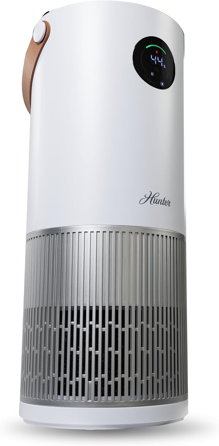Hunter Fan Company Humidifier and Air Purifier In One, Advanced Filtration Air Purifiers for Home, Air Purifiers for Home Pets, Humidifiers for Bedroom and Humidifiers for Bedroom Baby, White/Silver