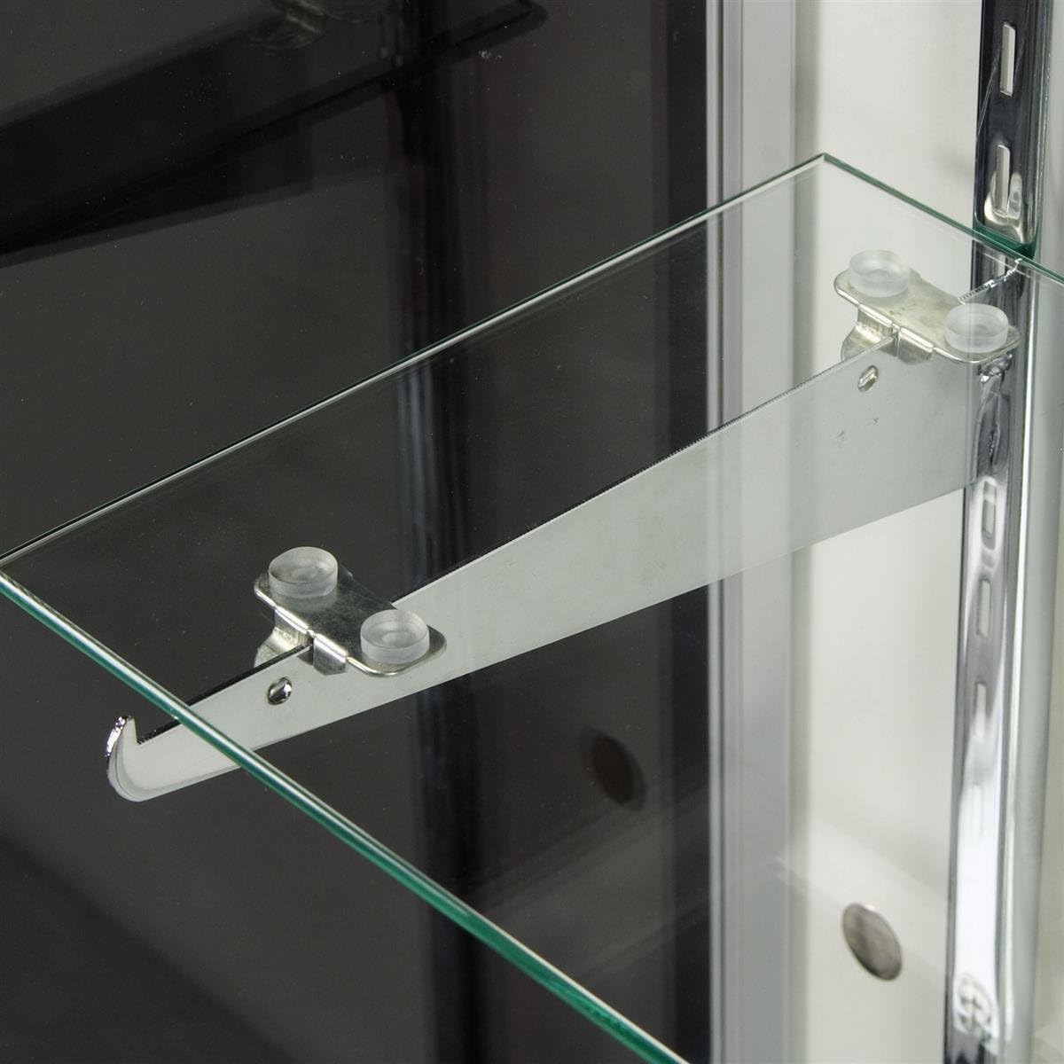 Displays2go Free‑Standing Glass Display Case, 60' Retail Glass Showcase with Locking Sliding Doors & Aluminum Frame (IEV5WKD)