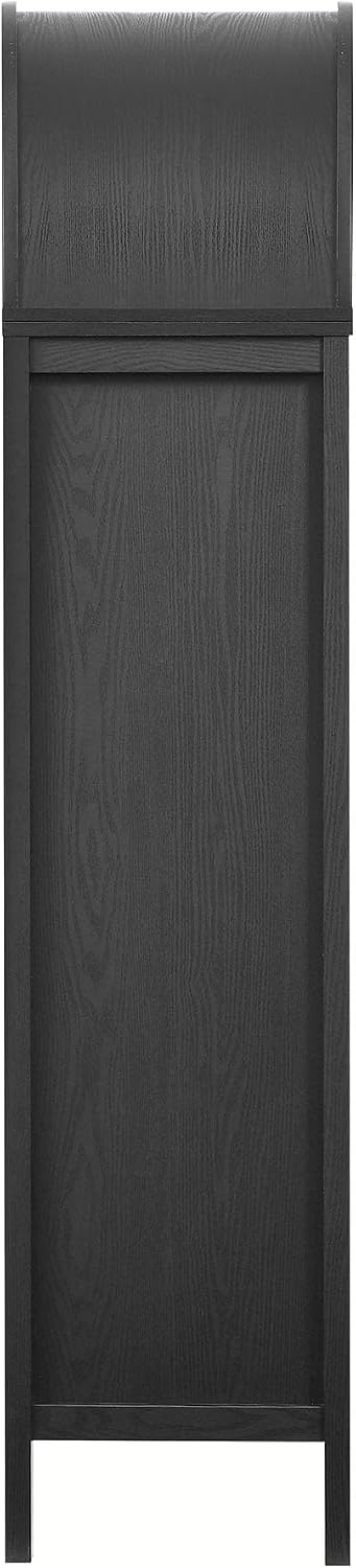 Modway Vaughn 71 Inch Arched Display Cabinet in Black - Modern Arch Bookcase with Drawer and Adjustable Shelves - Tall Storage Cabinet for Living Room, Dining Room, Hallway