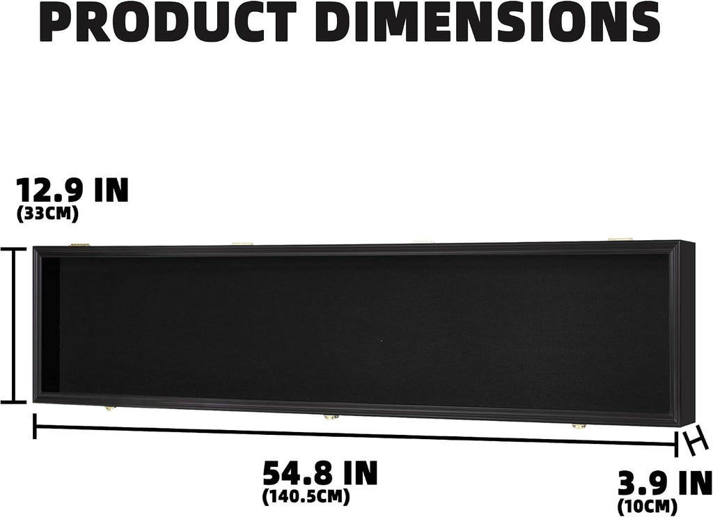 54' Wrestling Championship Title Belt Display Case Boxing Belt Wall Mount Display Case Shotgun Cabinet Belt Buckle Shadow Box W/98% UV Acrylic Door Lockable Black Background Black Frame