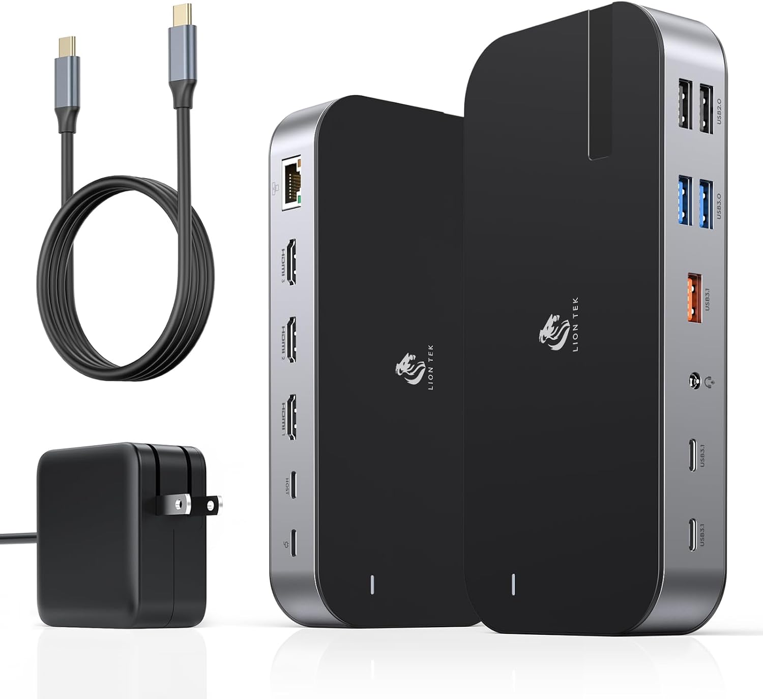 Laptop Docking Station,16 in 1 USB C Docking Triple Monitor,USB C Dock Station with 3 HDMI,PD 100W, USB 3.1/3.0/2.0,RJ 45 Ethernet,microSD/SD Card,Audio for Dell/Lenovo（Include Power Adapter）