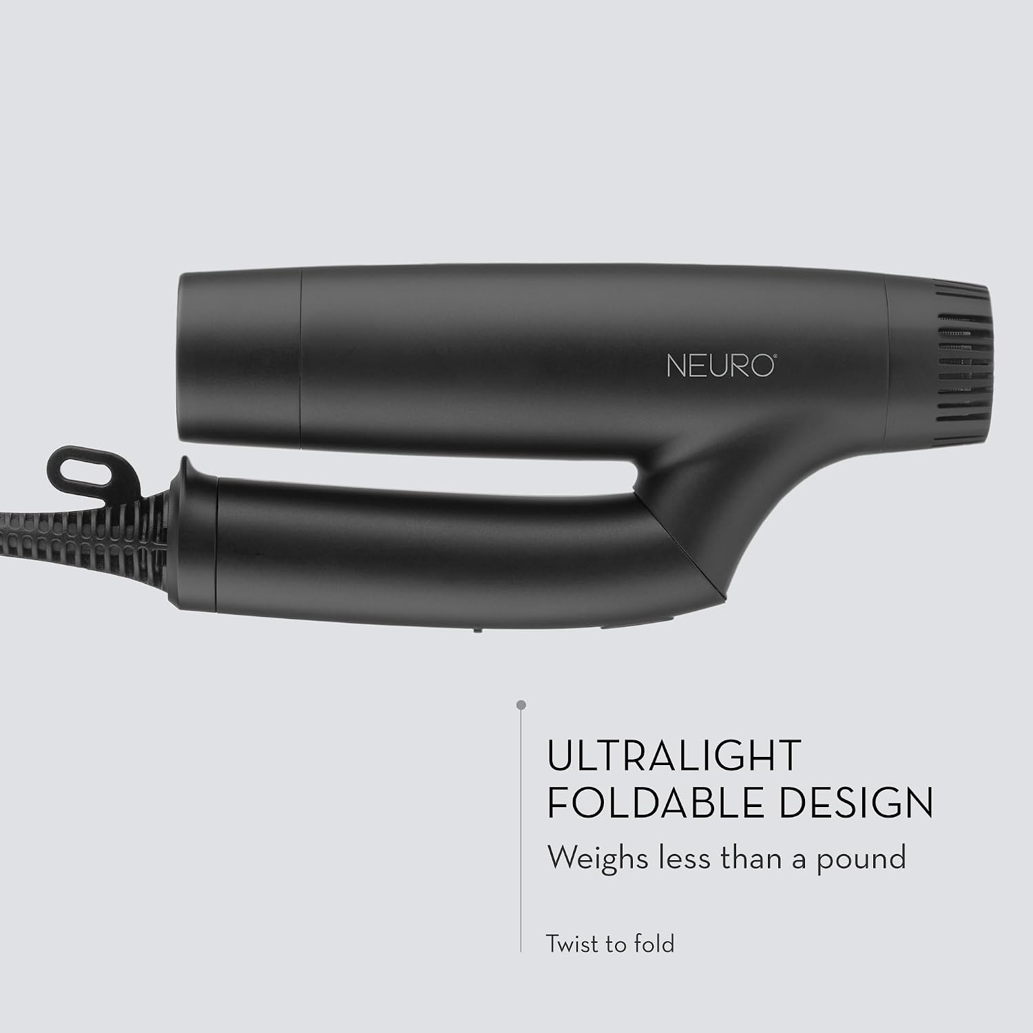 Neuro by Paul Mitchell Dry+ Folding Professional Hair Dryer with Storage Bag, Lightweight + Portable, Black