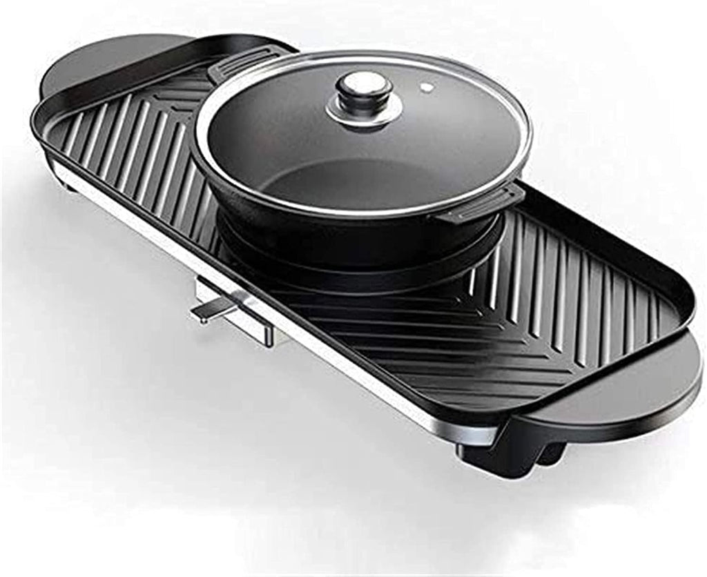 Electric Grill Indoor Barbecue Hot Pot, Detachable Double Pot Induction Cooker, Rice Cooker Electric Baking Pan Electric Oven Electric Barbecue,Portable Nonstick Griddle