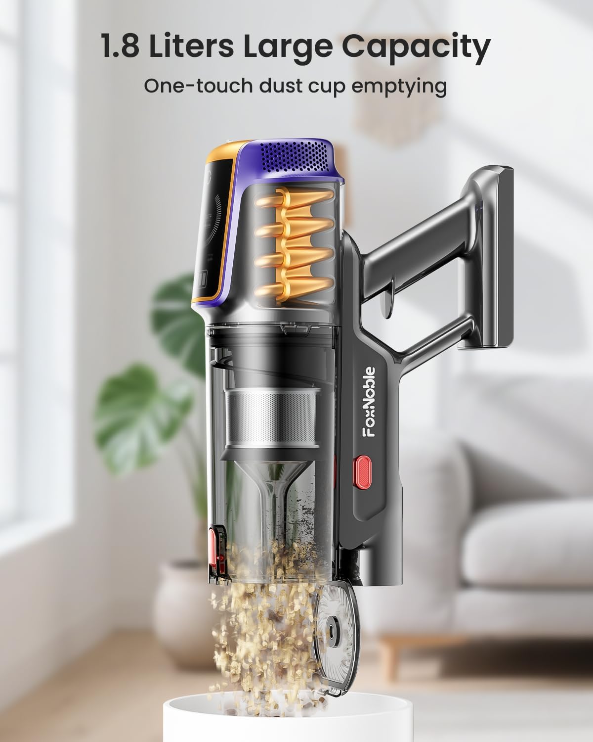 Cordless Vacuum Cleaner,50KPa 600W 65Mins Vacuum Cleaners for Home,Stick Vacuum with LED Display &Anti-tangle Brush and Self-Standing Design,Vacuum Cleaner for Hardwood Floors,Carpet,Pet Hair,Car