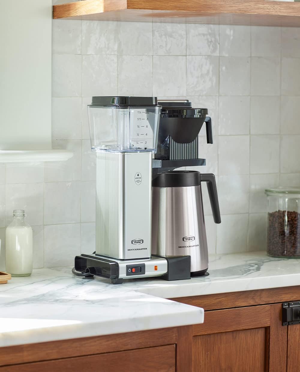 Technivorm Moccamaster 49520 KM5 Burr Coffee c, Polished Silver & 79312 KBGT Coffee Brewer, 40 oz, Polished Silver