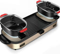 BBQ Smokeless Grill Multifunction Electric Grill Indoor Hot Pot, Home Cooker Griddle Multi Purpose Korean Barbecue Hot Pot Smokeless Teppanyaki BBQ Grill Hotpot Pot Family Dinner