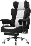GTPLAYER Gaming Chair,Office Chair with Pocket Spring Lumbar Support, Ergonomic Comfortable Wide Office Desk Computer Chair with Outward Fixed Soft Armrests and Footrest (Fabric, Black & Gray)