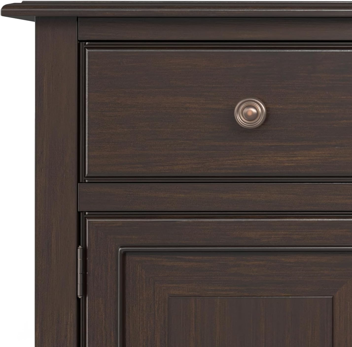 SIMPLIHOME Connaught 51-inch Wide Solid Wood Storage Cabinet in Chestnut Brown for the Entryway, Mudroom, 3 Drawers and Adjustable Shelves, Traditional Style, Space-Saving Design