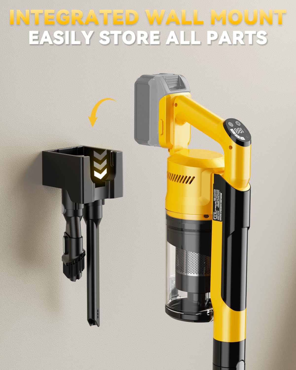350W Cordless Vacuum Cleaner for Dewalt Battery, 35kPa Brushless Lightweight Stick Vacuum with 3 Mode Suction, 6 in 1 Stick Vacuum Cleaner with HEPA for Floor, Carpet, Car (Battery Not Included)