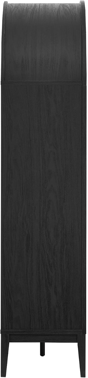 Modway Nolan Tall Arched Storage Display Cabinet in Black - 74 Inch Arch Bookshelf with Open and Closed Shelving - Modern Accent Cabinet for Living Room, Dining Room