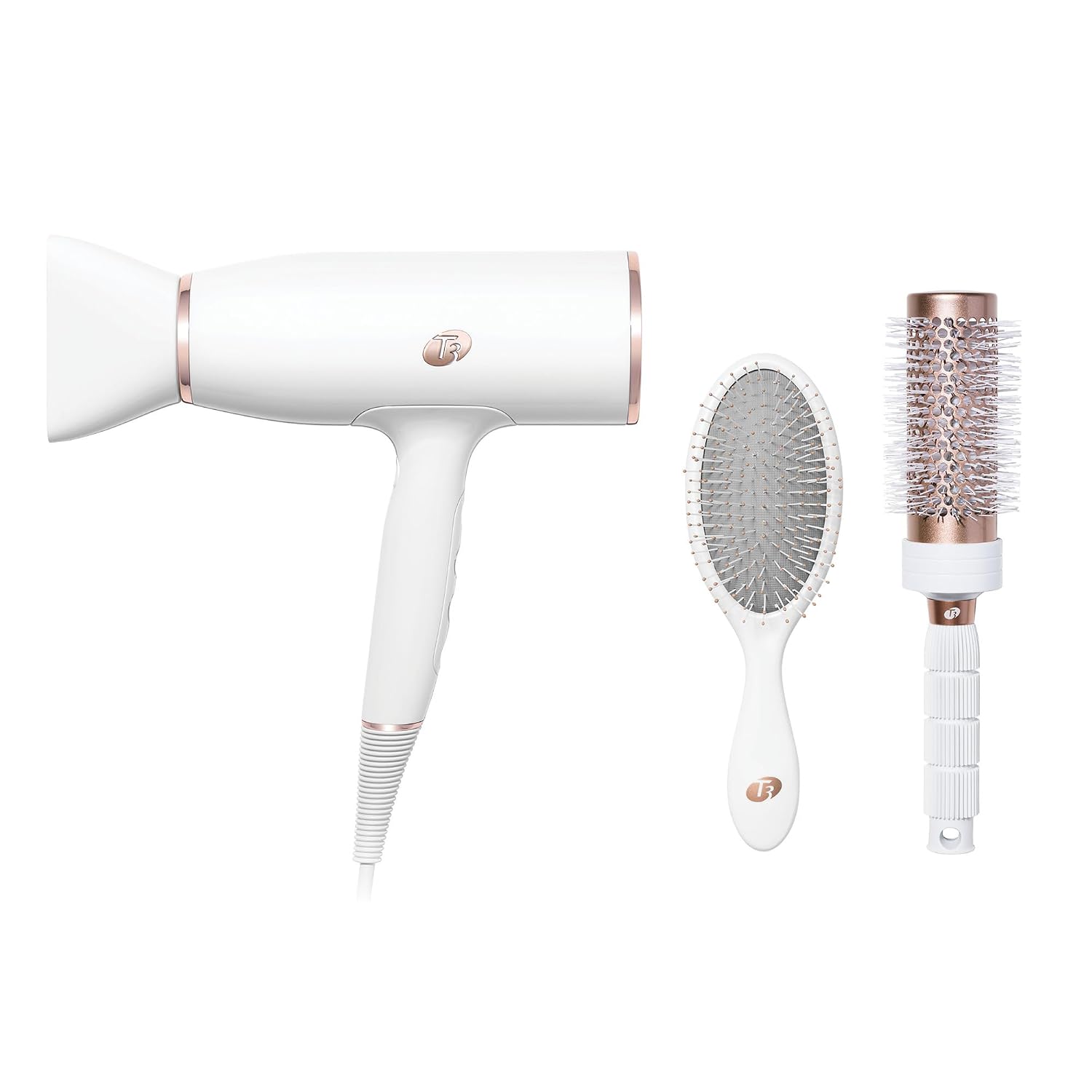 T3 AireLuxe Professional Ionic Hair Dryer and Brush Set, with 5 Heat and 3 Speed Settings, Ion Generator, Cool Shot, Includes Paddle Brush and 2.5' Round Brush