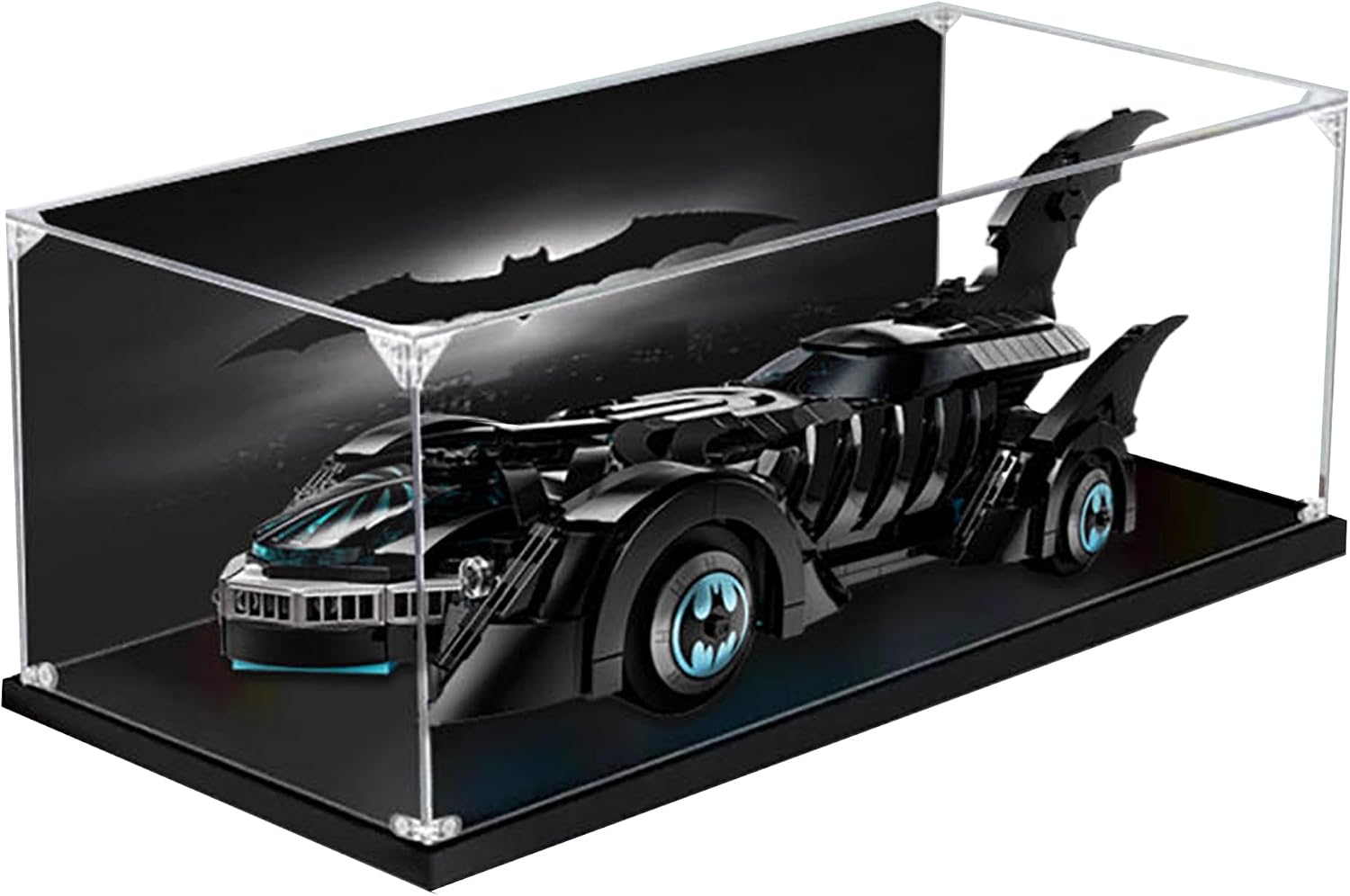 Acrylic Display Case for Lego 76304 Batmobile Model, 3mm Dustproof Display Box, Display Case Compatible with Lego 76304 (Model Not Included) (Background 3MM Black Base)