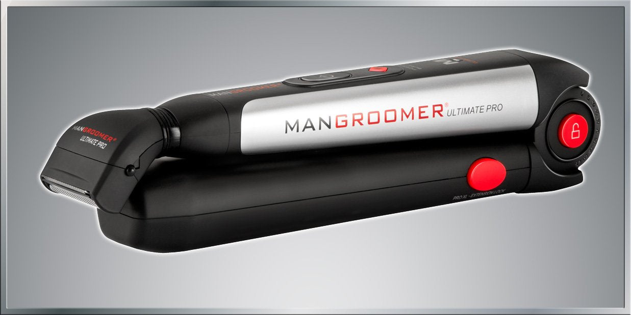 MANGROOMER Ultimate Pro Back Shaver with 2 Shock Absorber Flex Heads, Black and Red, 1 Count