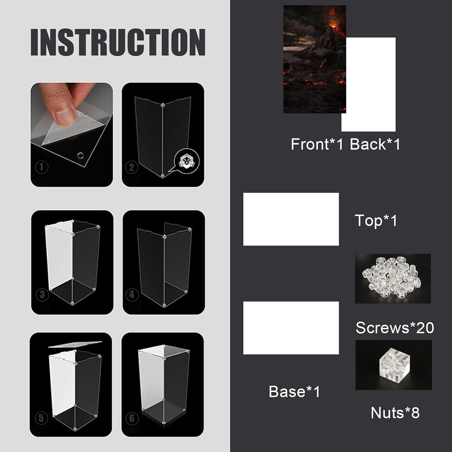Clear Acrylic Display Case for Lego 10333 The Lord of The Rings: Barad-dûr – Dust-Proof Protective Showcase Box (Lego Set NOT Included)