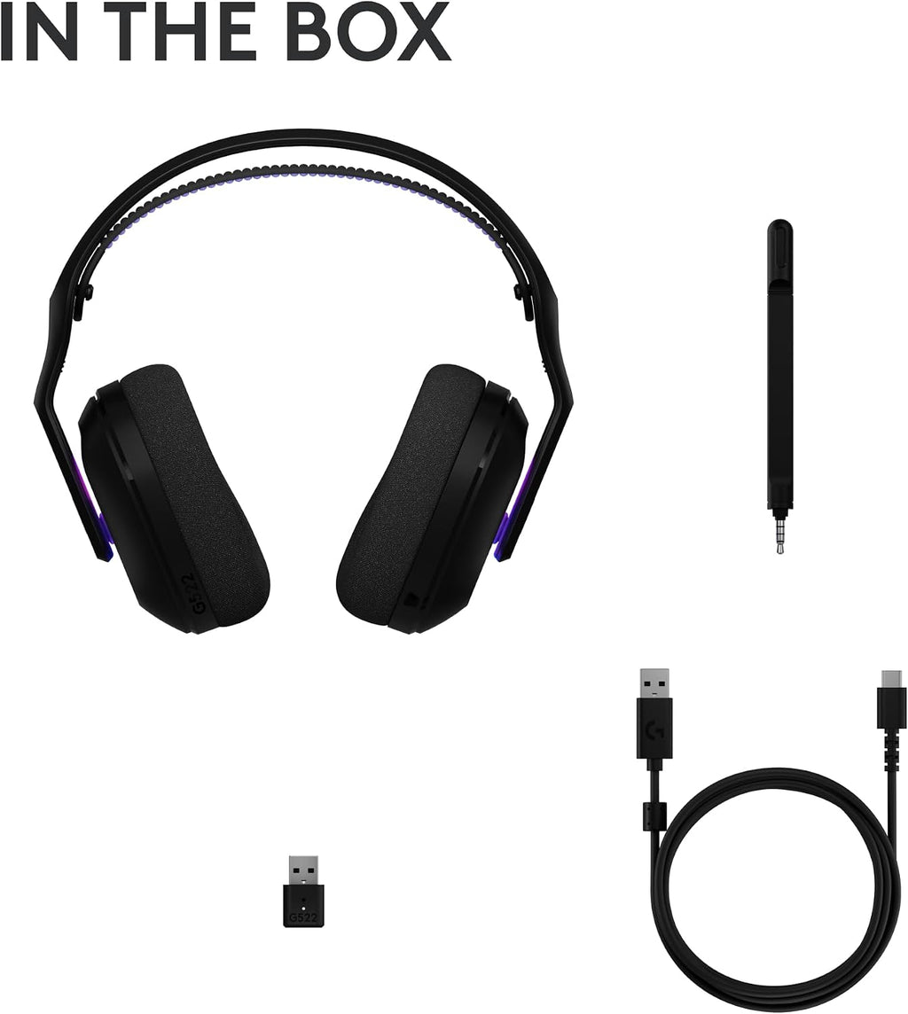 Logitech G522 Lightspeed Wireless Gaming Headset, Full-Band Mic, Advanced Audio, Tri-Connect (Lightspeed, Bluetooth, USB A to C), LIGHTSYNC RGB, for PC & Nintendo Switch/Switch 2 – Black