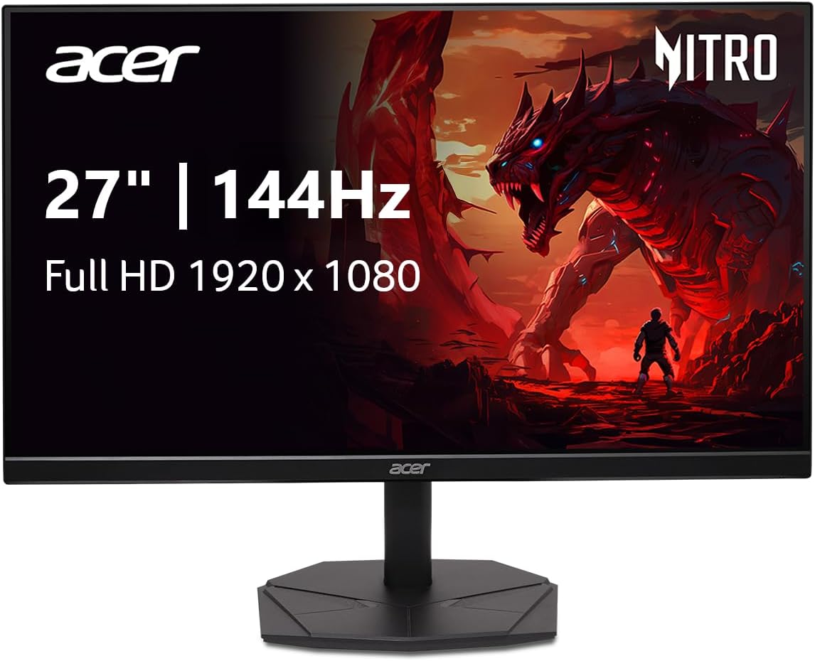 Acer Nitro 27' Gaming Monitor | Full HD 1920 x 1080 | IPS | ZeroFrame | AMD FreeSync | 144Hz Refresh Rate | 1ms (VRB) | sRGB 99% | 1 x Display Port 1.2 and 1 x HDMI 1.4 | KG271 P6bip