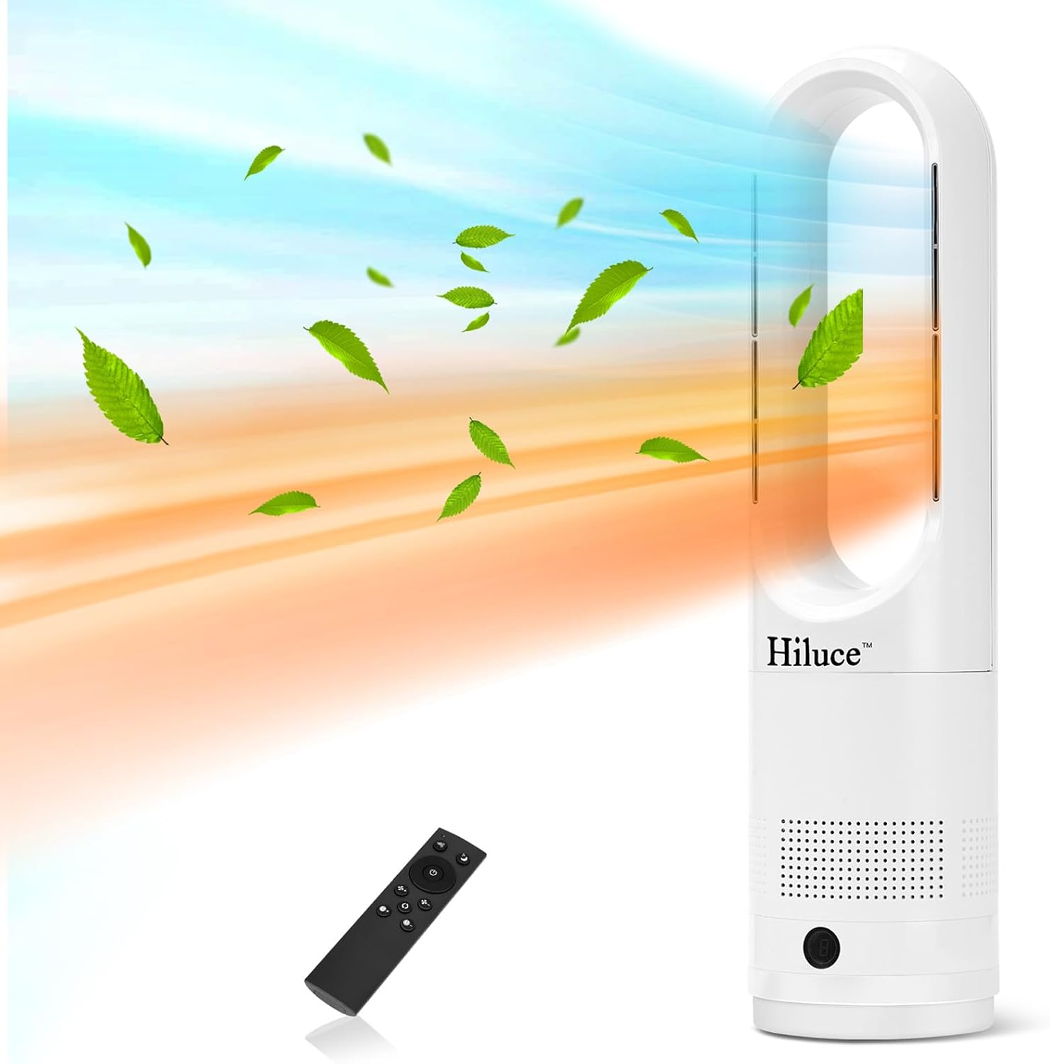 Hiluce All Season Bladeless Fan, 1400W Space Heater & 40W Tower Fan Combo with Remote,25dB Quiet Heater Fan Combo,90° Oscillation,8 Speeds, 9H Timer,Fast Safety Heat for Bedroom, Kitchen, Office 22'