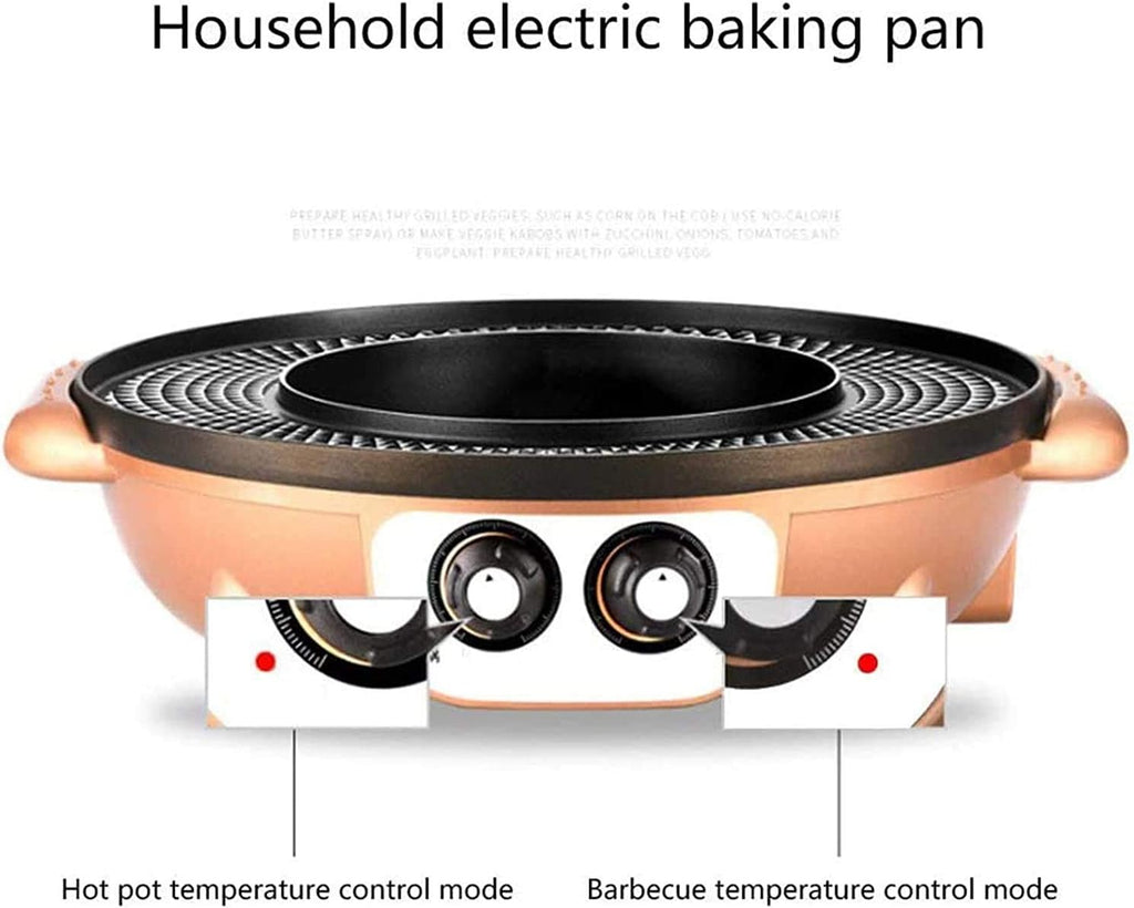 Barbecue Hot Pot Double Pot,Electric Barbecue Grill Indoor Hot Pot Chafing Dish,Large Capacity Multi-Functional Non-Stick Pan Electric Oven
