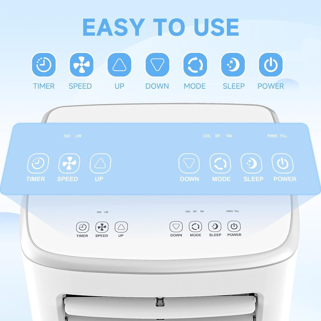 8500 BTU Portable Air Conditioner with Remote Control - 3-in-1 AC Unit Cools 450 Sq.Ft, Fan & Dehumidifier, Includes Installation Kit, Sleep Mode, for Bedroom, Office, Studio