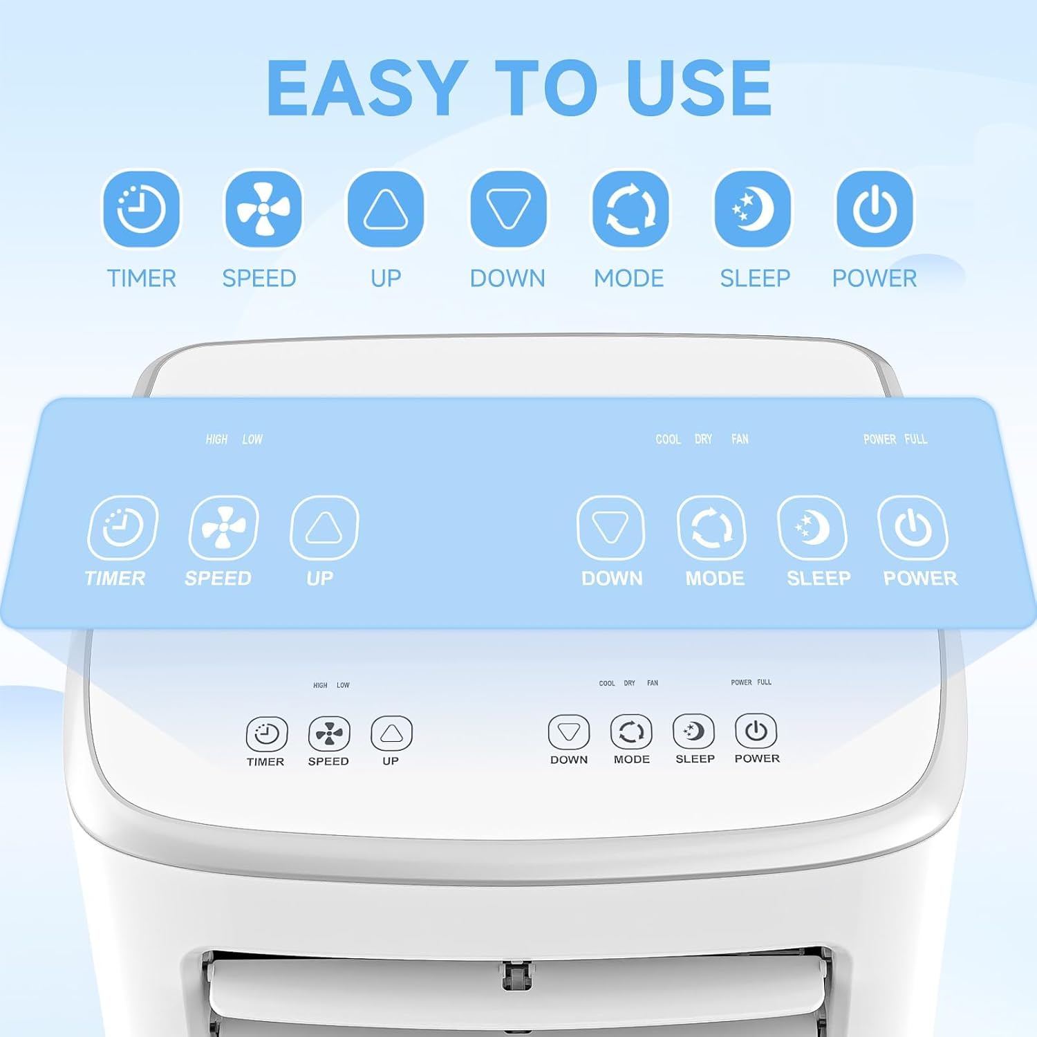 8500 BTU Portable Air Conditioner with Remote Control - 3-in-1 AC Unit Cools 450 Sq.Ft, Fan & Dehumidifier, Includes Installation Kit, Sleep Mode, for Bedroom, Office, Studio
